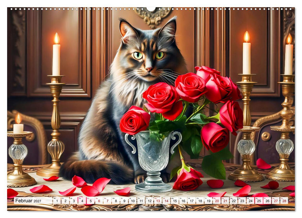 Klassische Katzenporträts - Katzen in opulenten Stillleben (CALVENDO Premium Wandkalender 2027)