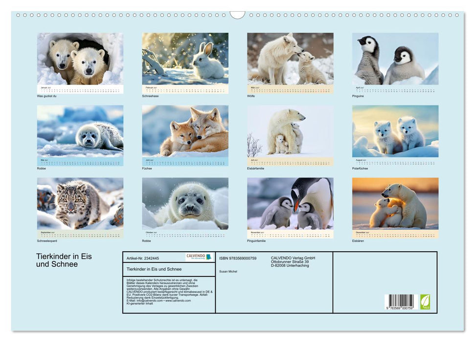 Tierkinder in Eis und Schnee (CALVENDO Wandkalender 2027)
