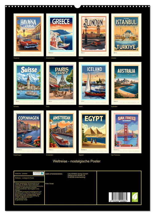 Weltreise - nostalgische Poster (CALVENDO Premium Wandkalender 2027)