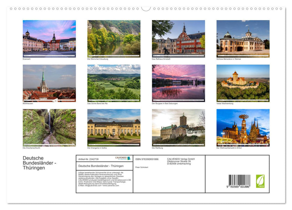 Deutsche Bundesländer - Thüringen (CALVENDO Premium Wandkalender 2027)