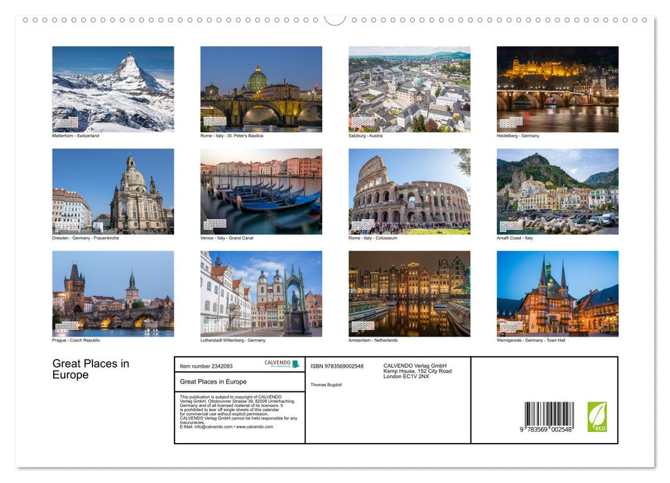 Great Places in Europe (CALVENDO Premium-Calendar 2027)