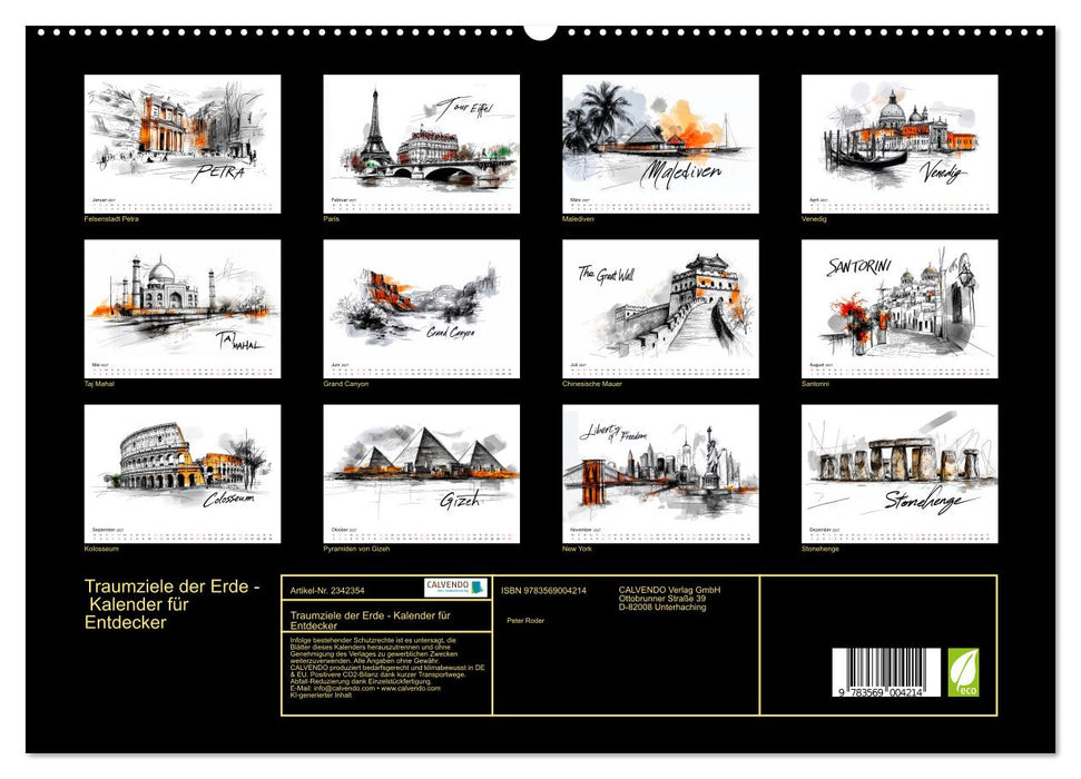 Traumziele der Erde - Kalender für Entdecker (CALVENDO Premium Wandkalender 2027)