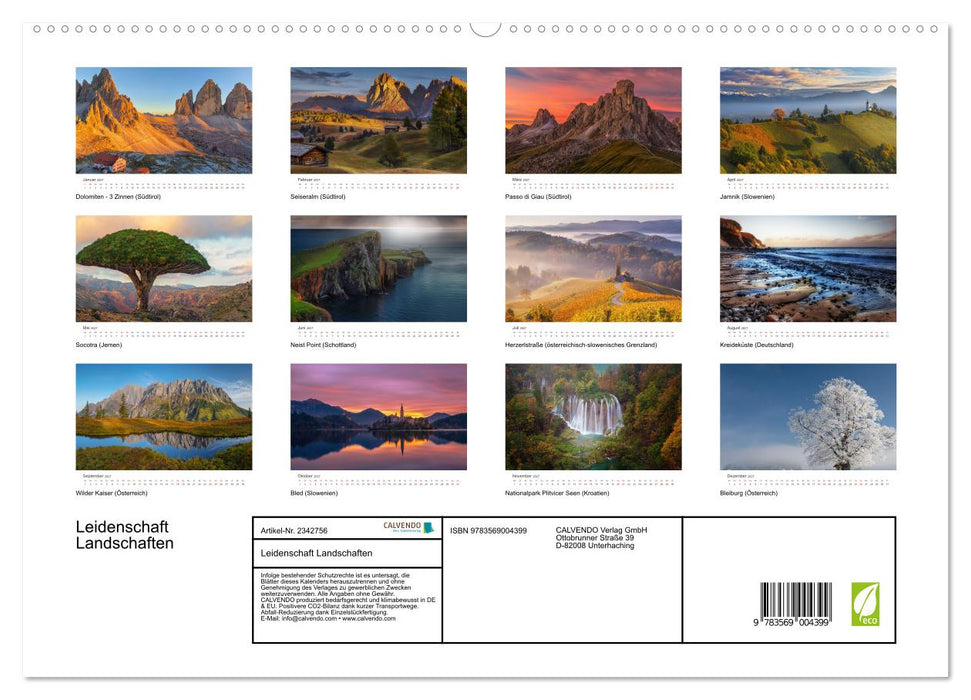 Leidenschaft Landschaften (CALVENDO Premium Wandkalender 2027)