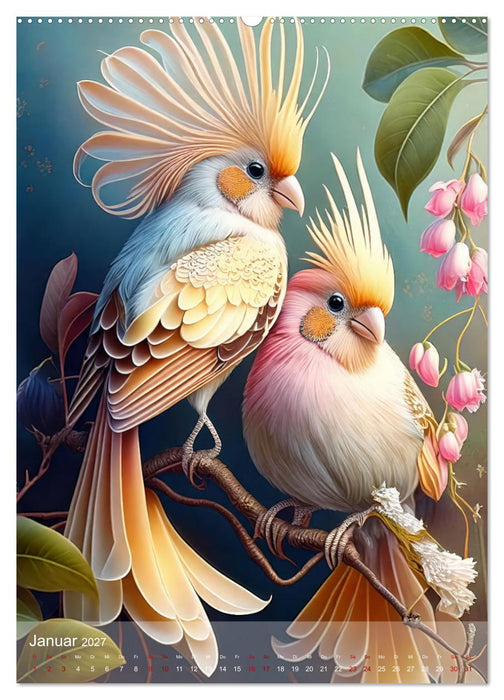 Exotische Harmonie - Paradiesvögel und Blumenpracht (CALVENDO Wandkalender 2027)