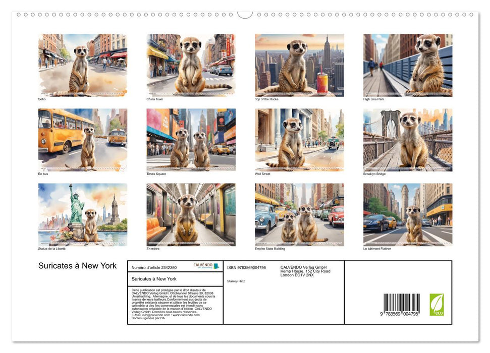 Suricates à New York (CALVENDO Calendrier supérieur 2027)