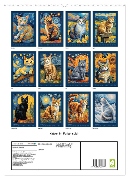 Katzen im Farbenspiel (CALVENDO Premium Wandkalender 2027)