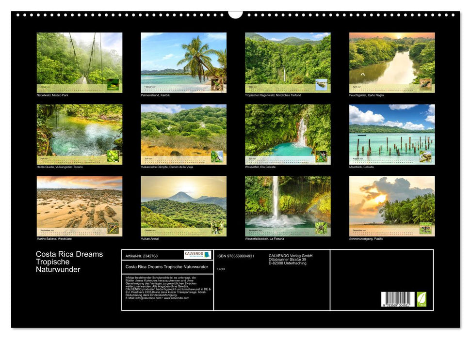 Costa Rica Dreams Tropische Naturwunder (CALVENDO Wandkalender 2027)