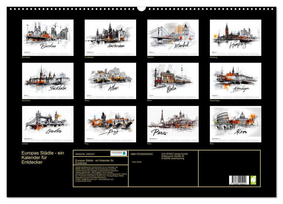 Europas Städte - ein Kalender für Entdecker (CALVENDO Wandkalender 2027)