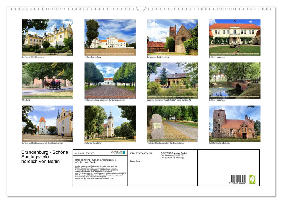 Brandenburg - Schöne Ausflugsziele nördlich von Berlin (CALVENDO Wandkalender 2027)