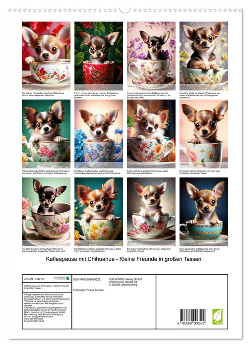 Kaffeepause mit Chihuahua - Kleine Freunde in großen Tassen (CALVENDO Premium Wandkalender 2027)