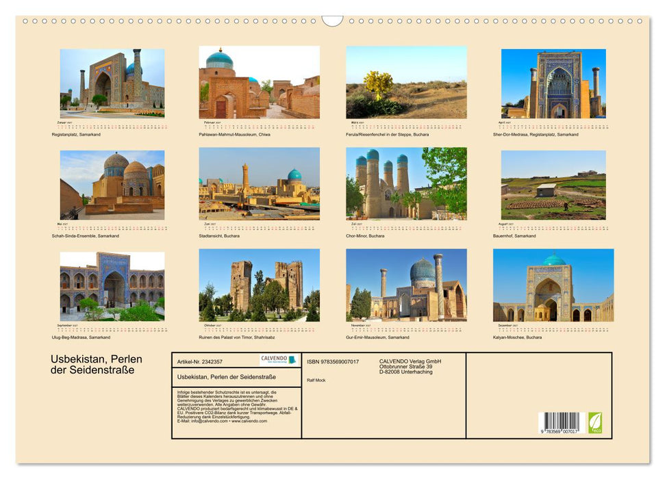 Usbekistan, Perlen der Seidenstraße (CALVENDO Wandkalender 2027)