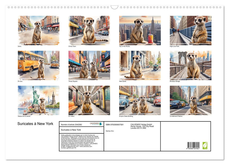 Suricates à New York (CALVENDO Calendrier mensuel 2027)