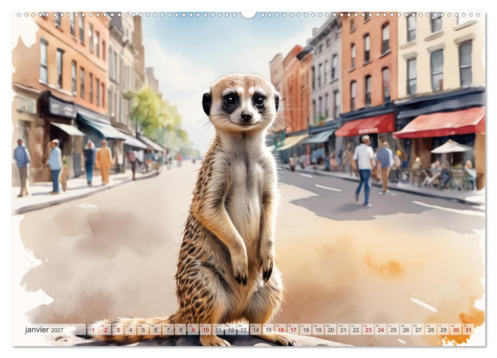 Suricates à New York (CALVENDO Calendrier mensuel 2027)
