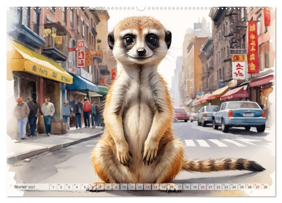 Suricates à New York (CALVENDO Calendrier mensuel 2027)