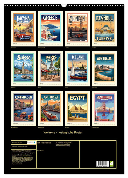 Weltreise - nostalgische Poster (CALVENDO Wandkalender 2027)