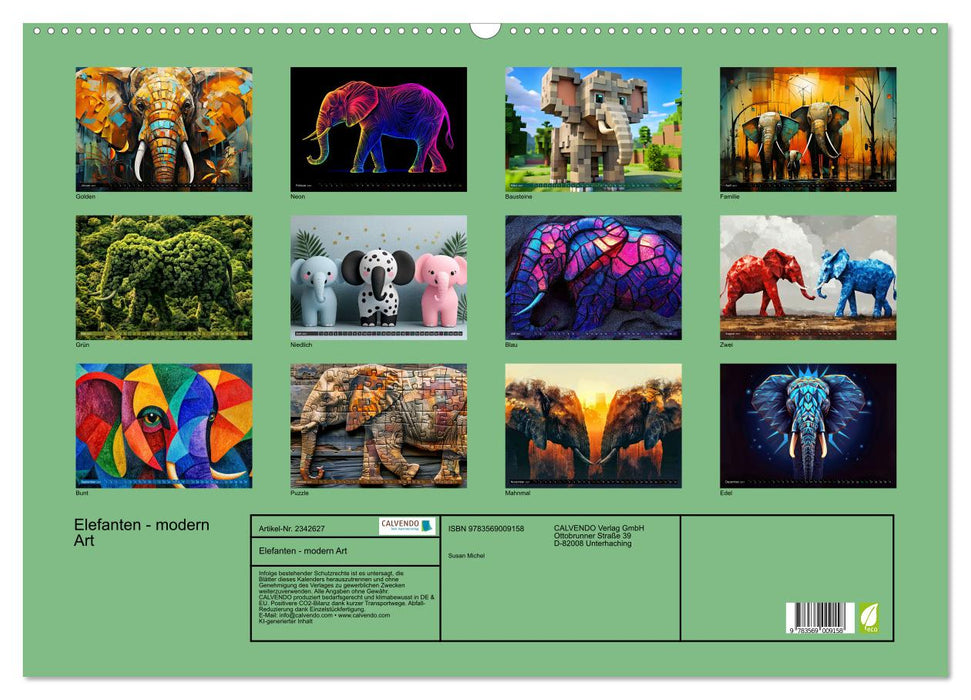 Elefanten - modern Art (CALVENDO Wandkalender 2027)