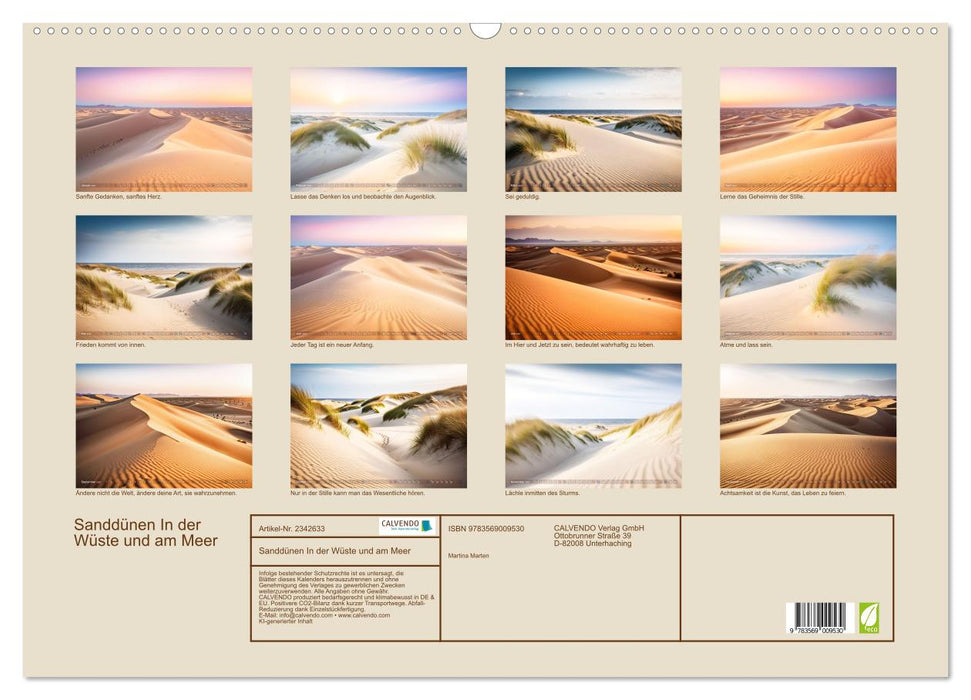 Sanddünen In der Wüste und am Meer (CALVENDO Wandkalender 2027)