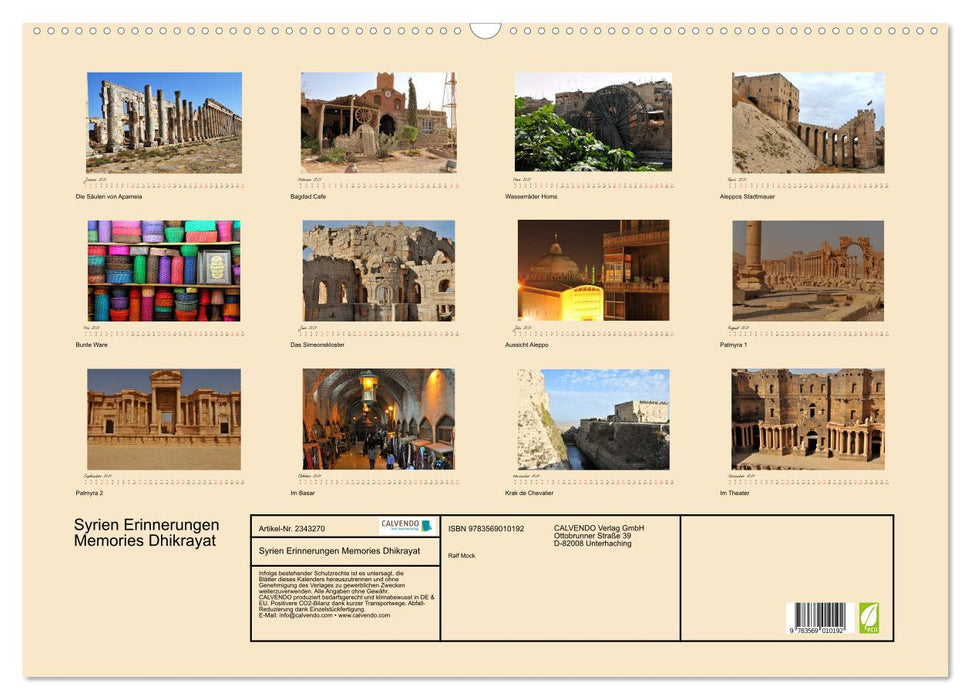 Syrien Erinnerungen Memories Dhikrayat (CALVENDO Wandkalender 2027)