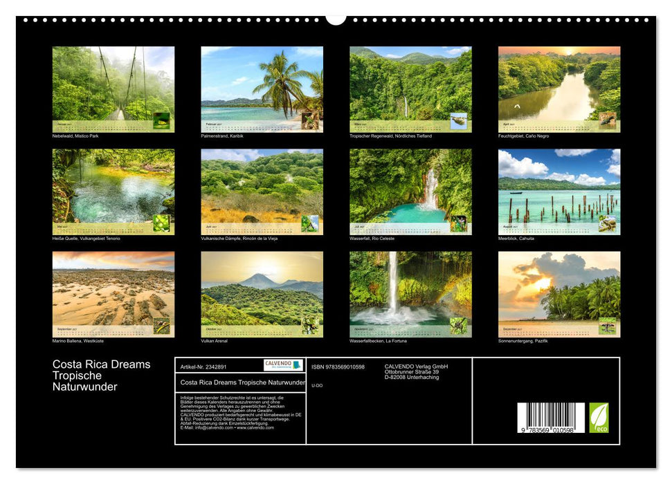 Costa Rica Dreams Tropische Naturwunder (CALVENDO Premium Wandkalender 2027)