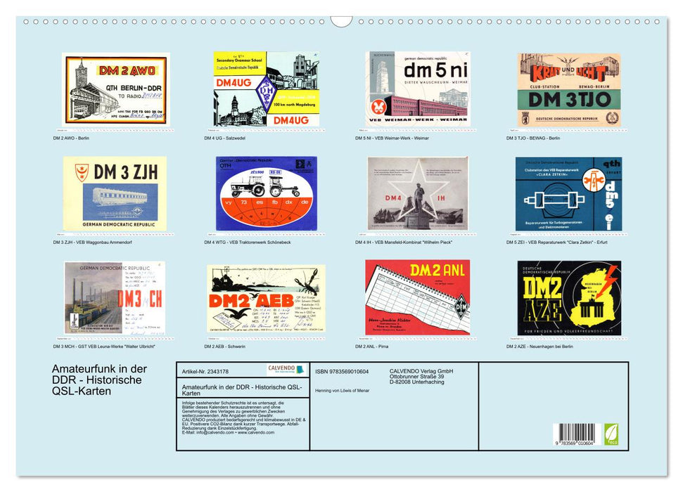 Amateurfunk in der DDR - Historische QSL-Karten (CALVENDO Wandkalender 2027)