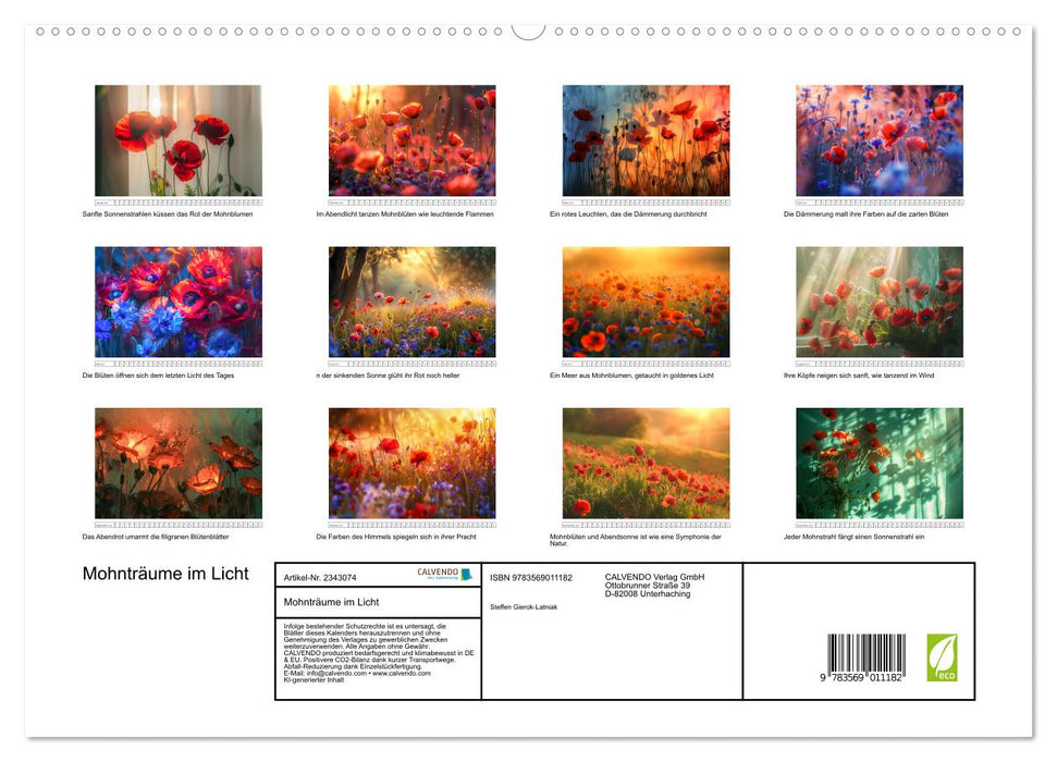Mohnträume im Licht (CALVENDO Premium Wandkalender 2027)
