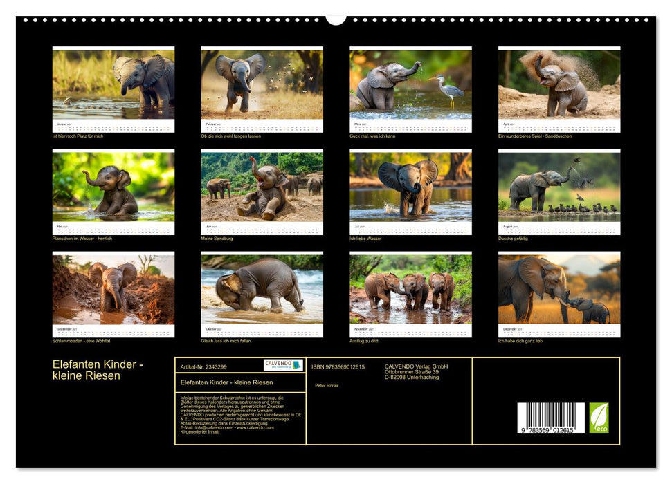 Elefanten Kinder - kleine Riesen (CALVENDO Premium Wandkalender 2027)