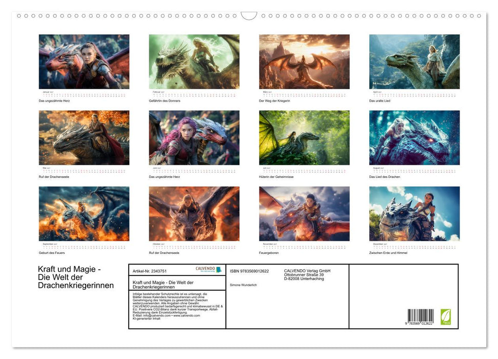 Kraft und Magie - Die Welt der Drachenkriegerinnen (CALVENDO Wandkalender 2027)