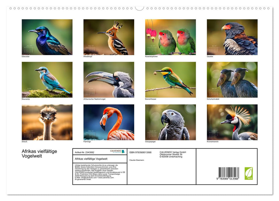 Afrikas vielfältige Vogelwelt (CALVENDO Premium Wandkalender 2027)