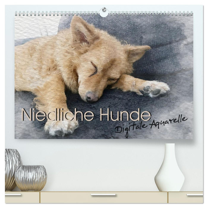 Niedliche Hunde - Digitale Aquarelle (CALVENDO Premium Wandkalender 2027)