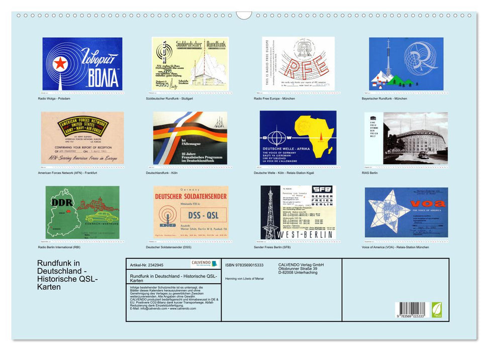 Rundfunk in Deutschland - Historische QSL-Karten (CALVENDO Wandkalender 2027)