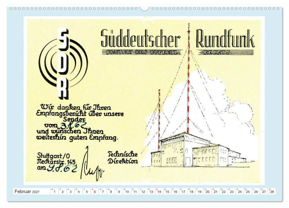 Rundfunk in Deutschland - Historische QSL-Karten (CALVENDO Wandkalender 2027)