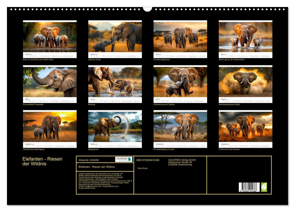 Elefanten - Riesen der Wildnis (CALVENDO Wandkalender 2027)