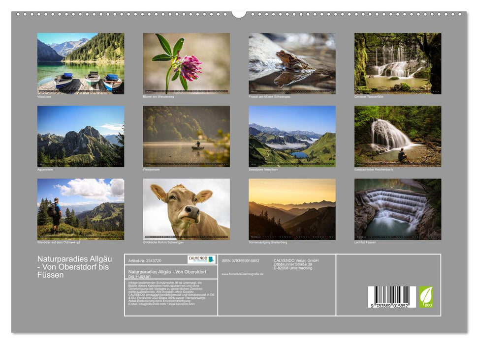 Naturparadies Allgäu - Von Oberstdorf bis Füssen (CALVENDO Premium Wandkalender 2027)