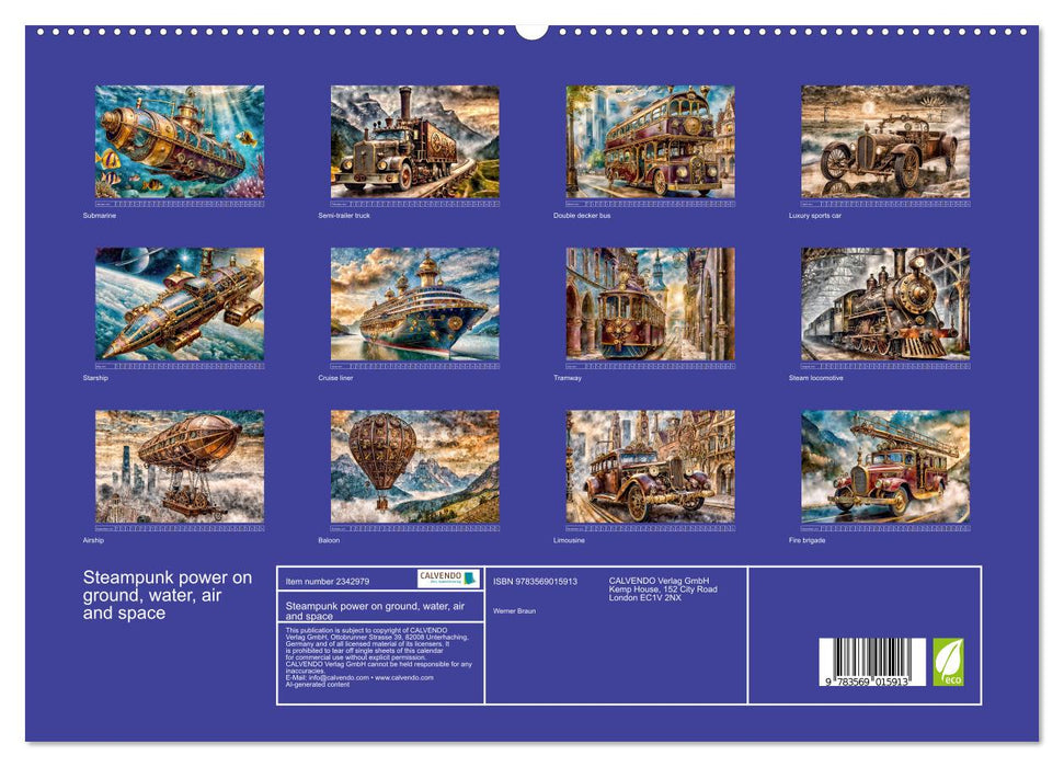 Steampunk power on ground, water, air and space (CALVENDO Premium-Calendar 2027)
