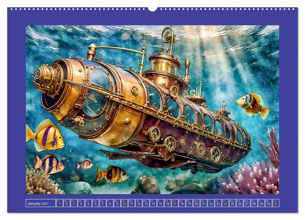 Steampunk power on ground, water, air and space (CALVENDO Premium-Calendar 2027)