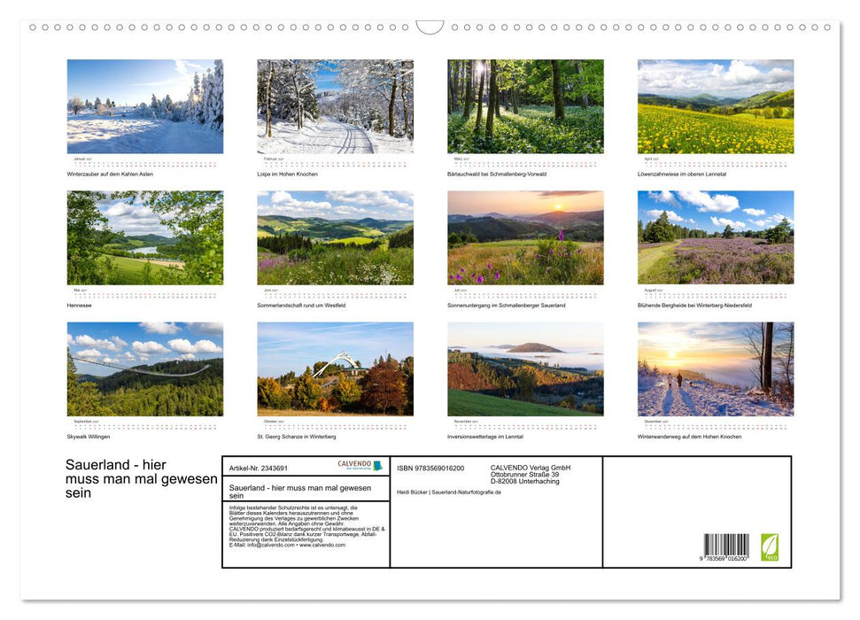 Sauerland - hier muss man mal gewesen sein (CALVENDO Wandkalender 2027)