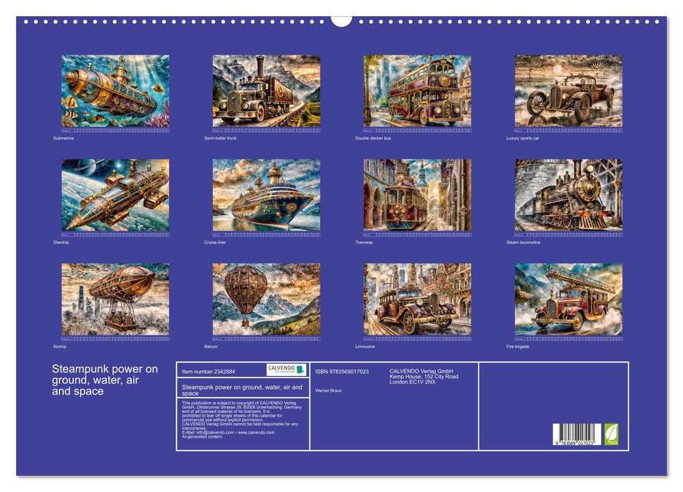 Steampunk power on ground, water, air and space (CALVENDO Monthly Calendar 2027)