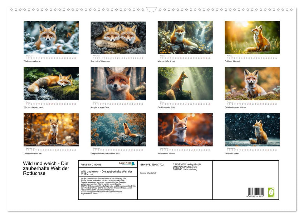 Wild und weich - Die zauberhafte Welt der Rotfüchse (CALVENDO Wandkalender 2027)