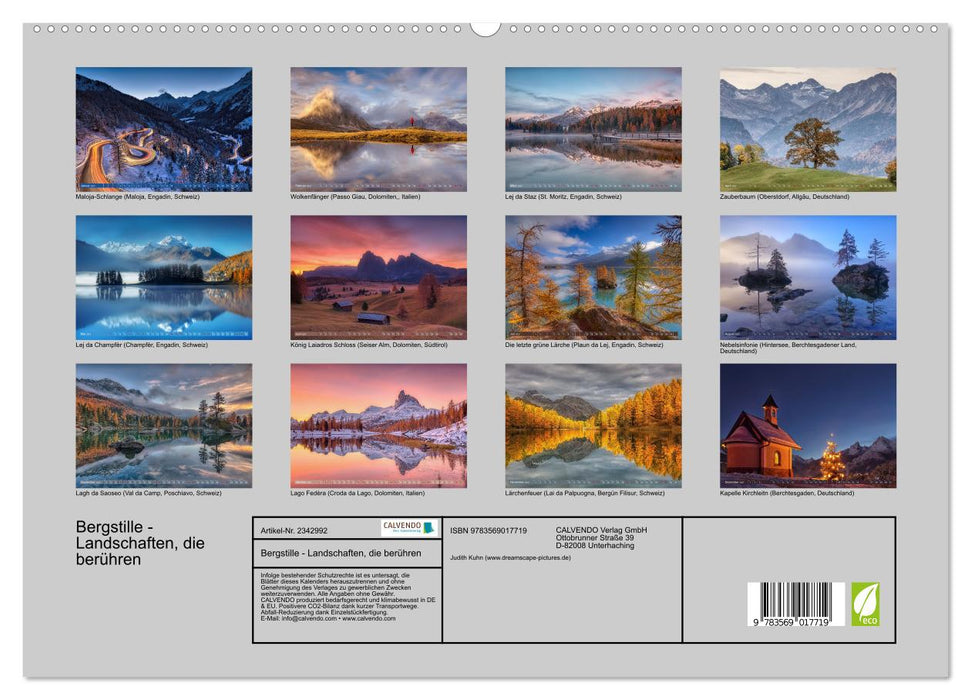 Bergstille - Landschaften, die berühren (CALVENDO Premium Wandkalender 2027)
