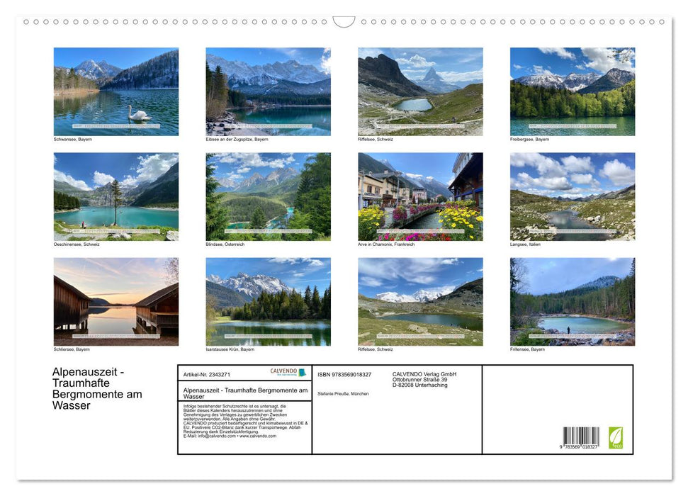 Alpenauszeit - Traumhafte Bergmomente am Wasser (CALVENDO Wandkalender 2027)