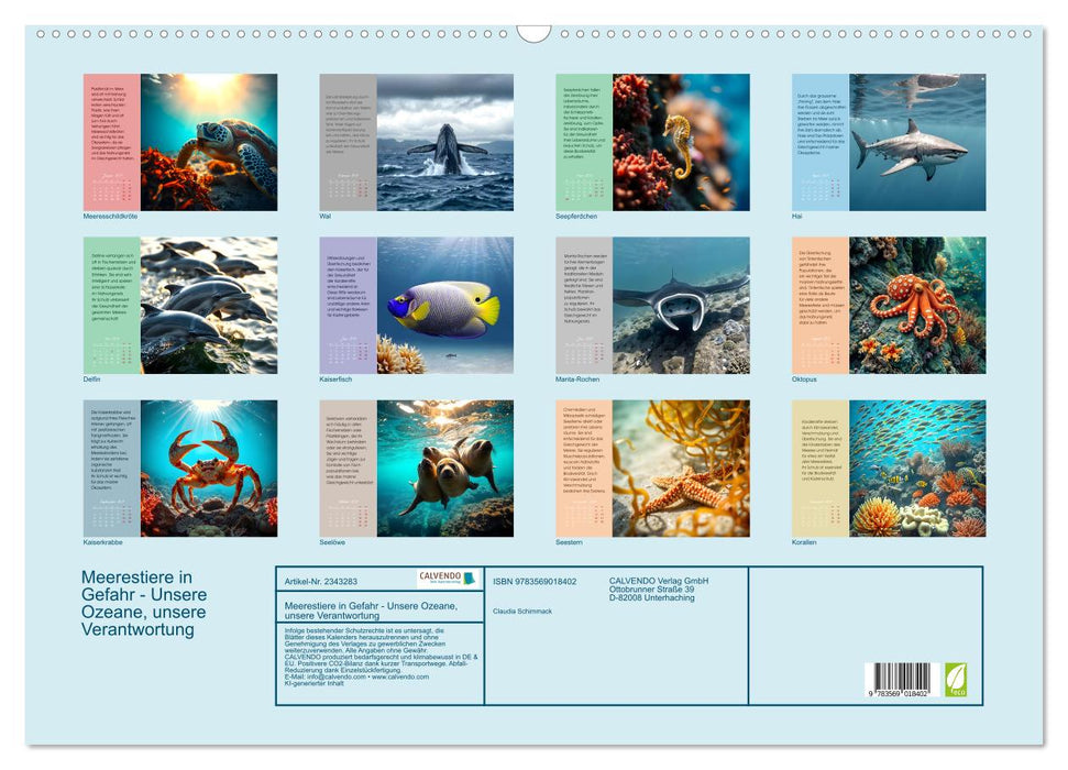 Meerestiere in Gefahr - Unsere Ozeane, unsere Verantwortung (CALVENDO Wandkalender 2027)