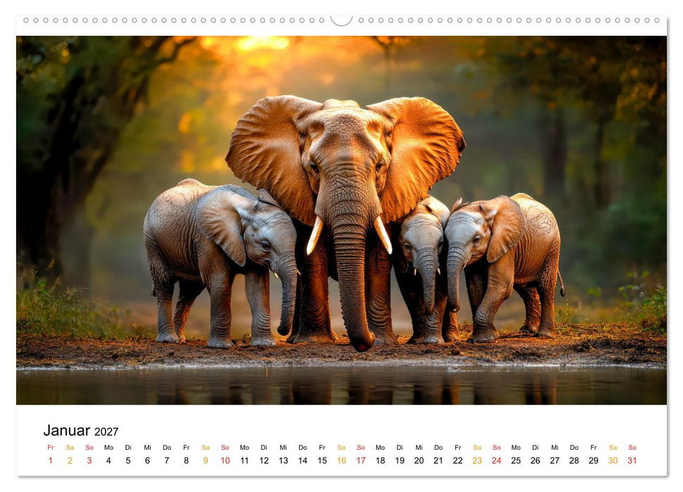 Elefanten - Riesen der Wildnis (CALVENDO Premium Wandkalender 2027)