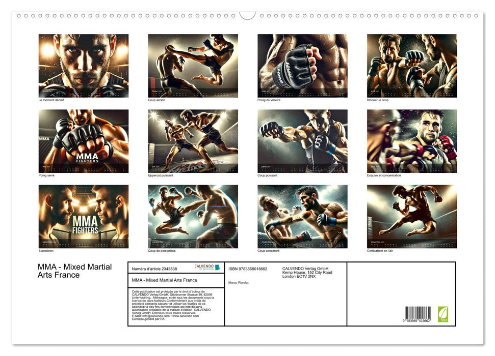 MMA - Mixed Martial Arts France (CALVENDO Calendrier mensuel 2027)