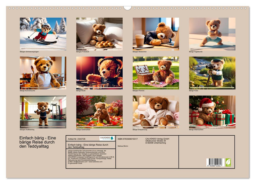 Einfach bärig - Eine bärige Reise durch den Teddyalltag (CALVENDO Wandkalender 2027)