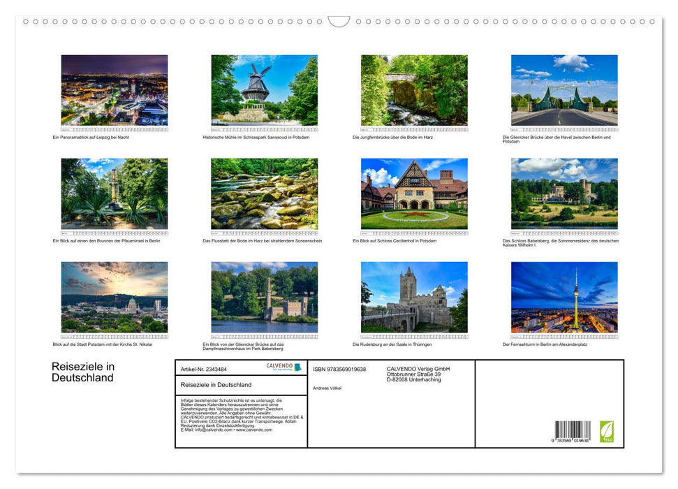 Reiseziele in Deutschland (CALVENDO Wandkalender 2027)