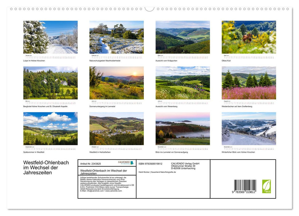 Westfeld-Ohlenbach im Wechsel der Jahreszeiten (CALVENDO Premium Wandkalender 2027)