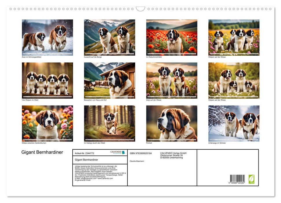 Gigant Bernhardiner (CALVENDO Wandkalender 2027)