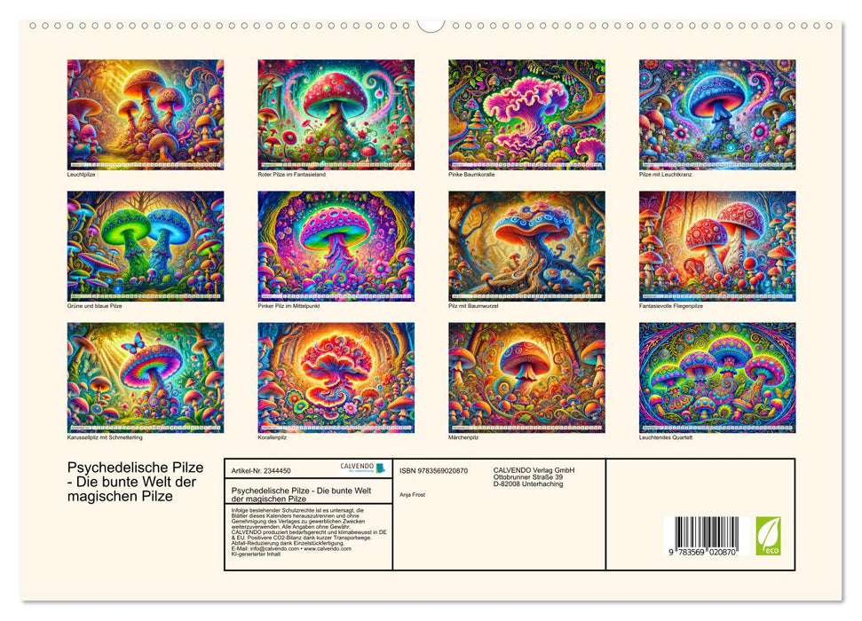 Psychedelische Pilze - Die bunte Welt der magischen Pilze (CALVENDO Premium Wandkalender 2027)