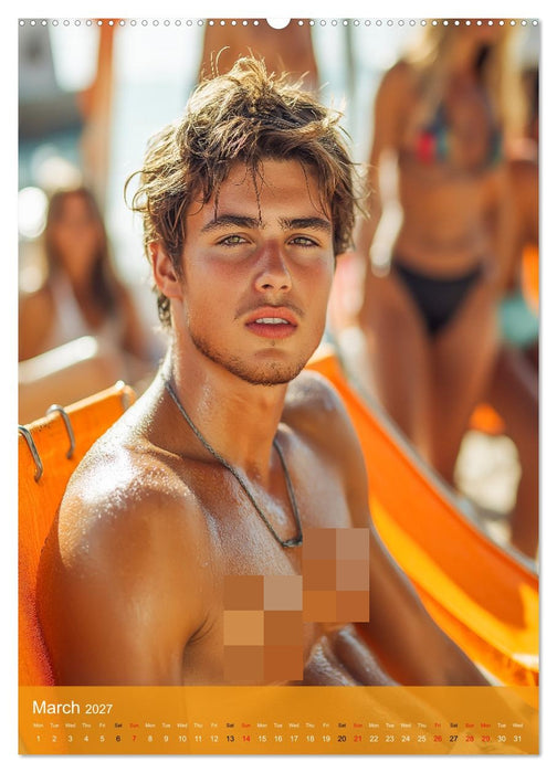Shoreline Seduction - Sexy Guys at the Beach (CALVENDO Monthly Calendar 2027)