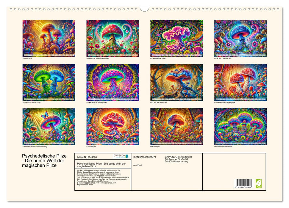 Psychedelische Pilze - Die bunte Welt der magischen Pilze (CALVENDO Wandkalender 2027)